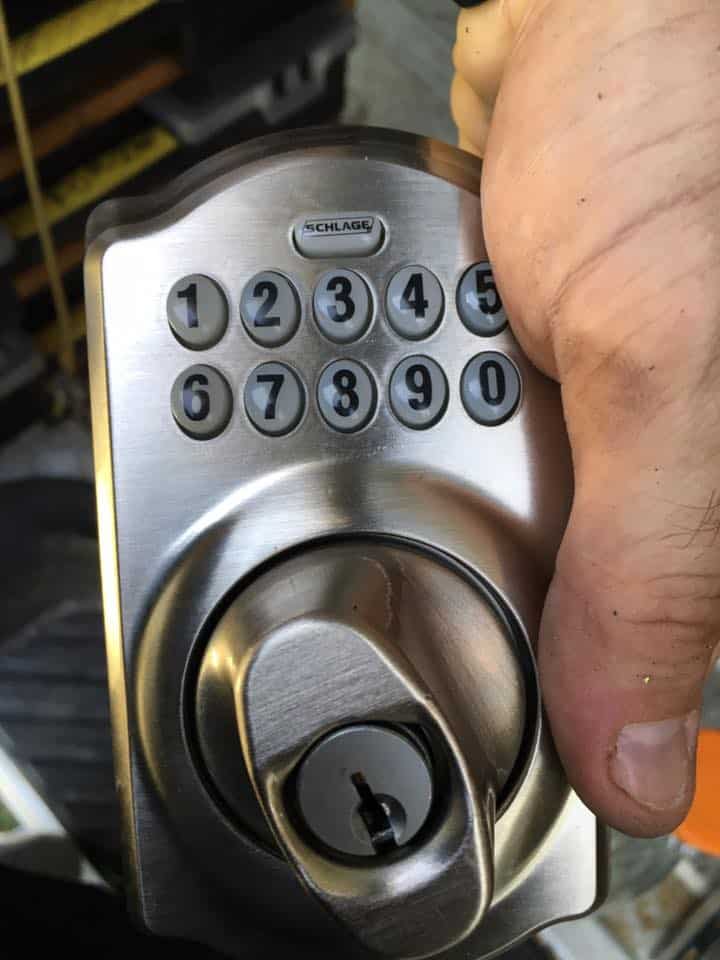 image of a Schlage keypad lock we installed on a residential door