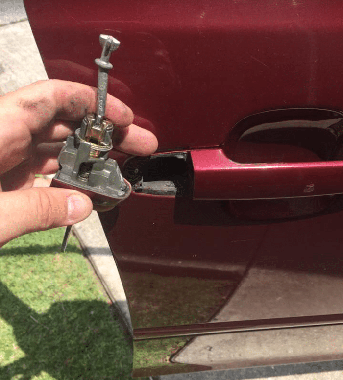 After an attempted break-in left their car door lock damaged, this local client has us replace the broken lock.